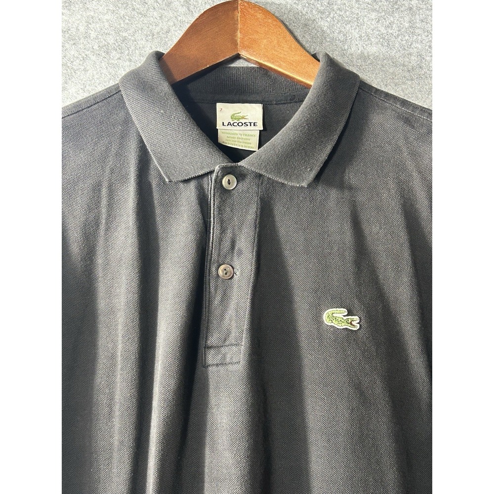 VTG Lacoste Classic Pique Polo Shirt Men's Size 7 XL Black Made in Peru